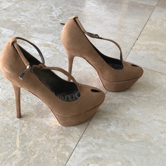 Sam Edelman Ankle T-Strap Pumps -Camel Suede - 8.5 - Picture 5 of 12
